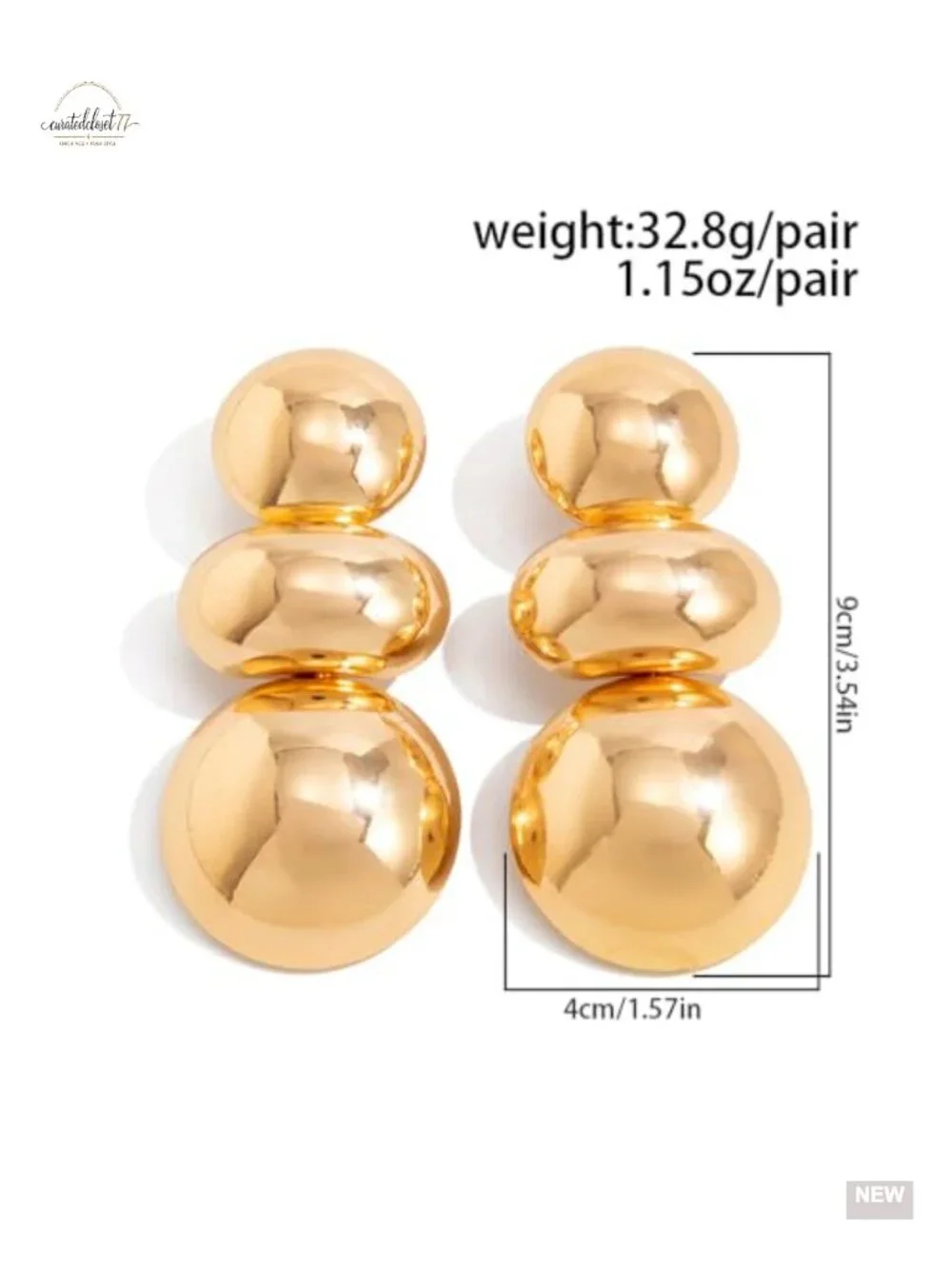 Large Oversized Gold Ball Dangle Earrings Chunky Bold Round Beads